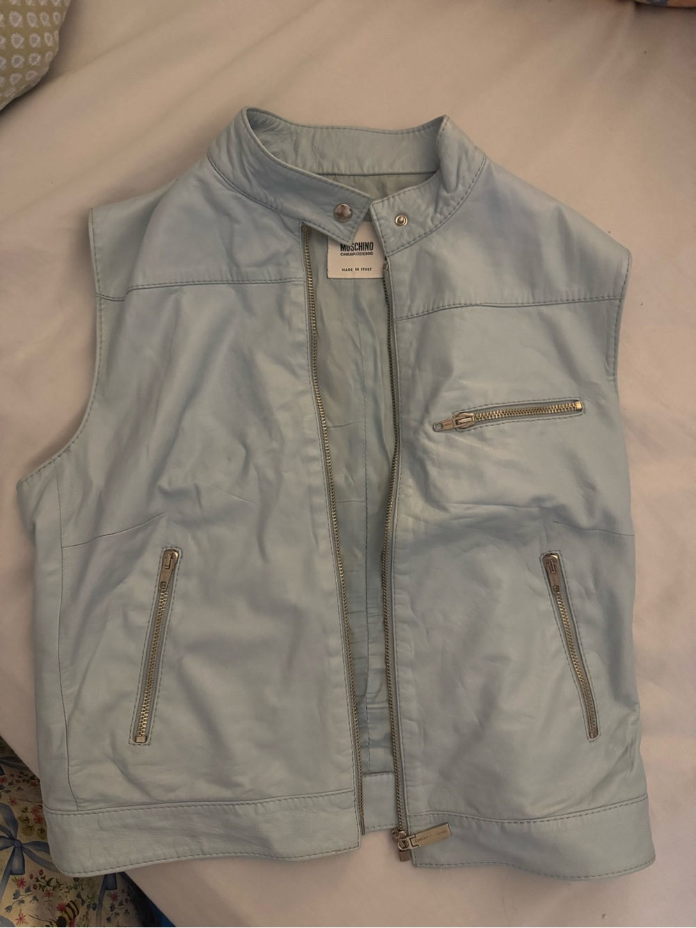 Moschino Pale Blue Quilted Vest